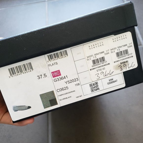 CHANEL SILVER/BLACK Mesh Fabric Ballet Flats - Picture 8 of 11